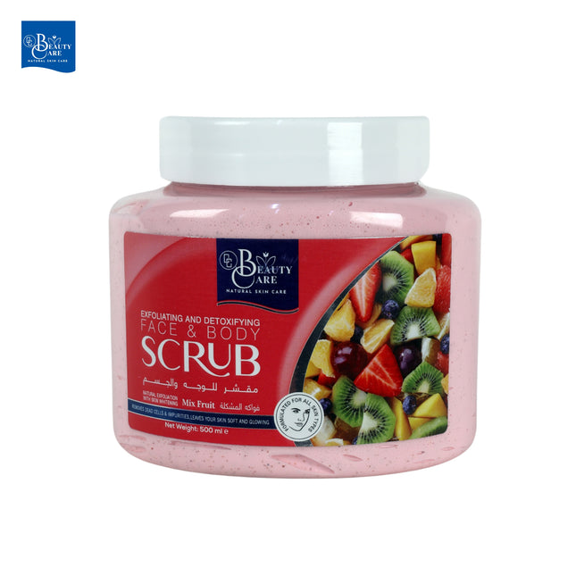 GC Beauty Care Exfoliating & Detoxifying Face & Body Scrub – Mix Fruit (500ml) For All Skin Types – Natural Exfoliation & Skin Whitening
