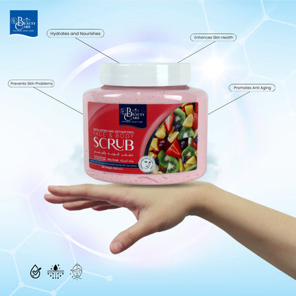 GC Beauty Care Exfoliating & Detoxifying Face & Body Scrub – Mix Fruit (500ml) For All Skin Types – Natural Exfoliation & Skin Whitening