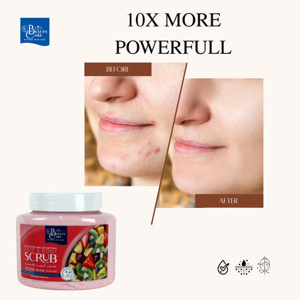 GC Beauty Care Exfoliating & Detoxifying Face & Body Scrub – Mix Fruit (500ml) For All Skin Types – Natural Exfoliation & Skin Whitening