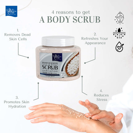 GC Beauty Care Exfoliating & Detoxifying Face & Body Scrub – Rice Milk (500ml) For All Skin Types – Natural Exfoliation & Skin Whitening