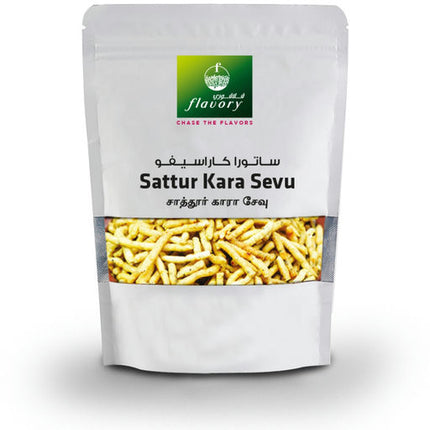 Flavory Sattur Spicy (Kara Sevu), Traditional South Indian Snack Made with Rice Flour, Gram Flour & Spices, Crispy & Savory, 100g