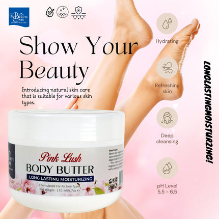 GC Beauty Care Body Butter – Pink Lush (170ml / 5.7oz) Long-Lasting Moisturizer for All Skin Types – Deep Cleansing & pH Balanced (5,5–6,5)