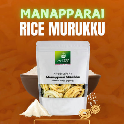 Flavory Manapparai (Rice) Murukku, Traditional South Indian Snack Made with Rice Flour & Spices, Crispy & Savory, 100g