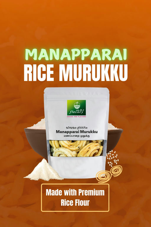 Flavory Manapparai (Rice) Murukku, Traditional South Indian Snack Made with Rice Flour & Spices, Crispy & Savory, 100g