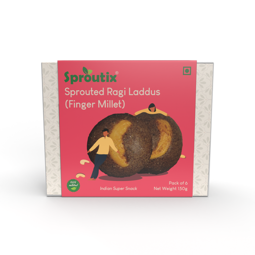 Flavory Sprouted Finger (Ragi) Laddu, Healthy Snack Made with Sprouted Ragi, Ghee & Jaggery, Nutritious & Delicious, 150g