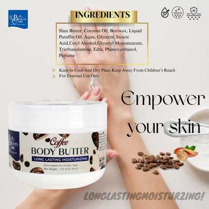 GC Beauty Care Coffee Body Butter – 170ml / 5.7oz – Long-Lasting Moisturizer for All Skin Types