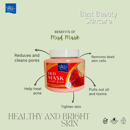 GC Beauty Care Face Mud Mask – Zaffron (500ml) Helps Treat Acne & Gently Removes Dead Skin Cells – For Clear, Radiant Skin