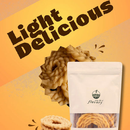 Flavory Hand Twist (Kai) Murukku, Traditional South Indian Snack Made with Rice Flour & Spices, Crispy & Savory, 200g