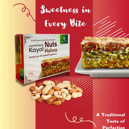 Flavory Kayal Nuts Halwa, Premium Indian Sweet Made with Nuts, Ghee & Sugar, Rich & Flavorful, 250g