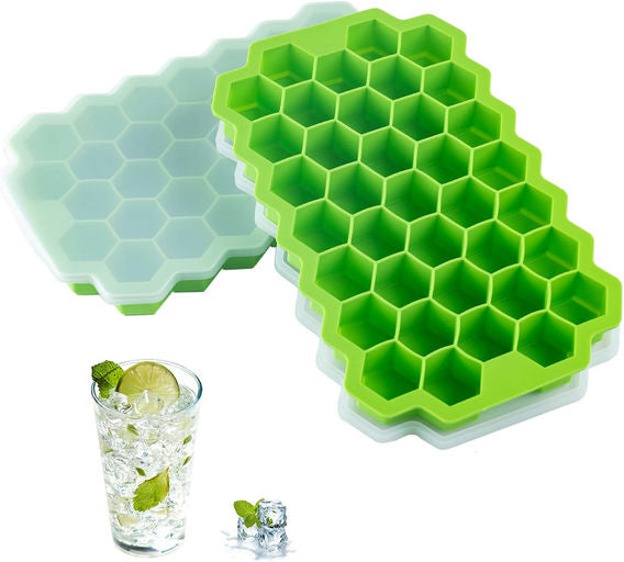 Buy and Bill Flexible Silicone Honeycomb Ice Cube Tray – 37 Cavity Ice Mold (Pack of 2)