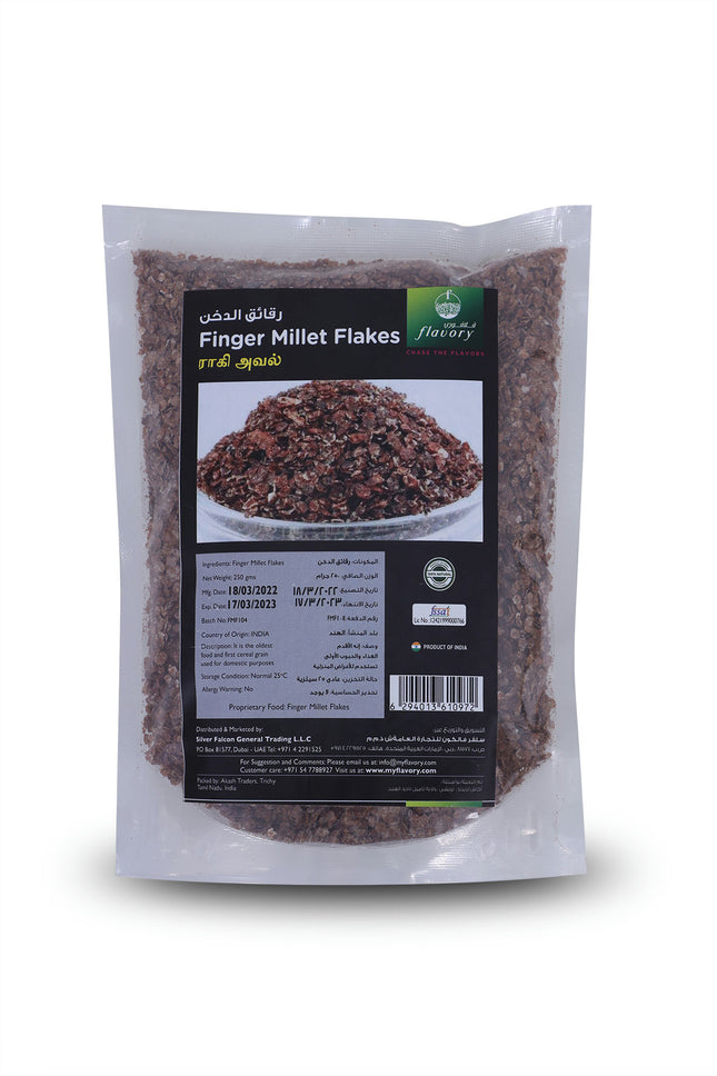 Flavory Finger Millet Flakes, Nutritious and Wholesome Traditional South Indian Ingredient, Rich in Fiber and Calcium, Ideal for Healthy Breakfast, Porridge & Snacks, 250g