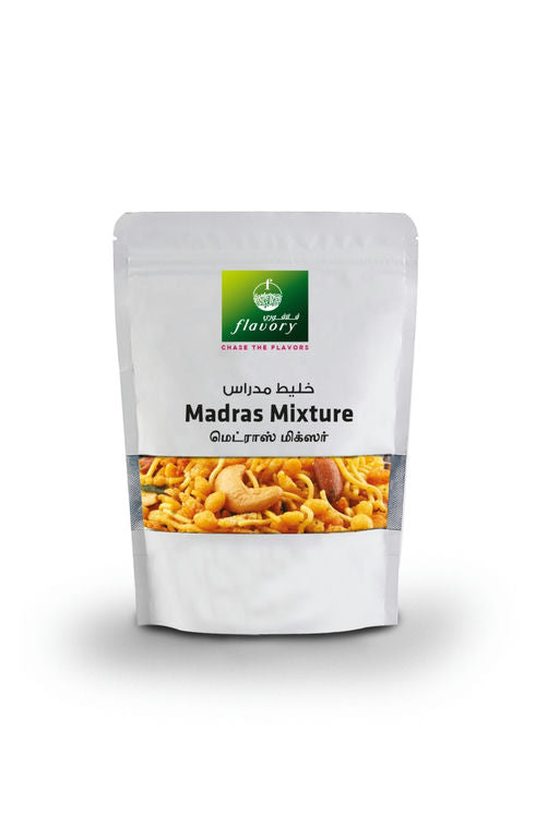 Flavory Madras Mixture, Traditional South Indian Snack Made with Mixed Lentils, Nuts & Spices, Crispy & Spicy, 100g