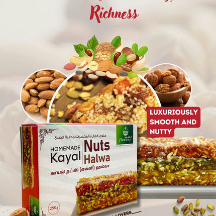 Flavory Kayal Nuts Halwa, Premium Indian Sweet Made with Nuts, Ghee & Sugar, Rich & Flavorful, 250g