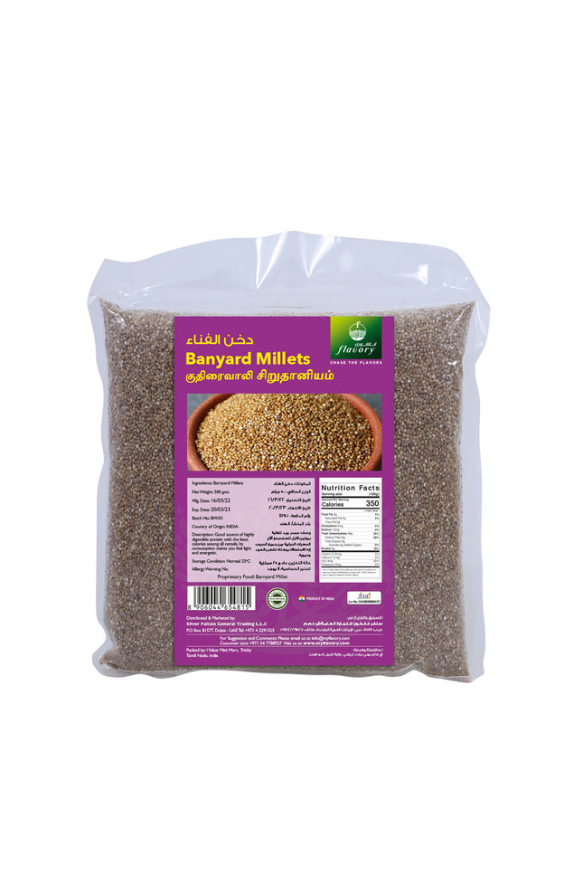 Flavory Baniyard Millet (Kuthirai Vali), Pure & Natural Whole Grain, High in Fiber & Nutrients, 500g