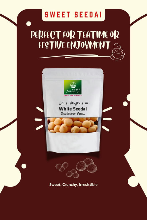 Flavory White Seedai (South Indian Savory Snack), Traditional Rice Flour Snack with Sesame Seeds, Crispy & Savory, 100g