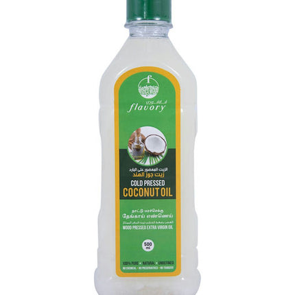 Flavory Cold Pressed Coconut Oil, Pure & Natural Oil for Cooking and Skincare, 500ml