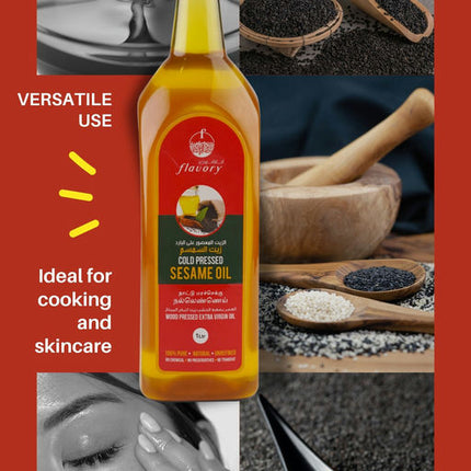 Flavory Cold Pressed Sesame Oil, Pure & Natural Oil for Cooking and Skin Care, 1 Litre