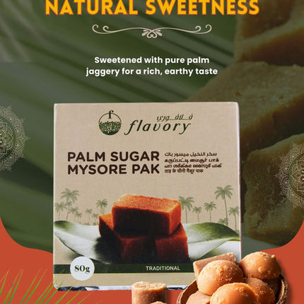 Flavory Palm Jaggery Mysore Pak, Made with Natural Palm Jaggery and Pure Ghee, Traditional Indian Sweet, 2 Pieces, 80g