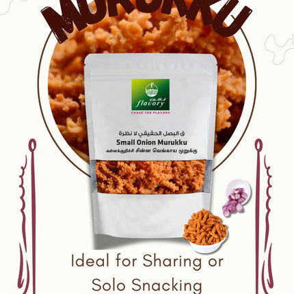 Flavory Small Onion (Chinna Vengayam) Murukku, Traditional South Indian Snack Made with Rice Flour & Small Onions, Crispy & Savory, 100g