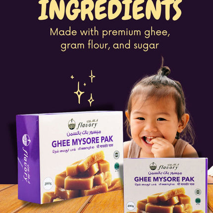 Traditional Ghee Mysore Pak, Handcrafted Indian Sweet with Pure Ghee, Soft & Crumbly Texture, 200g