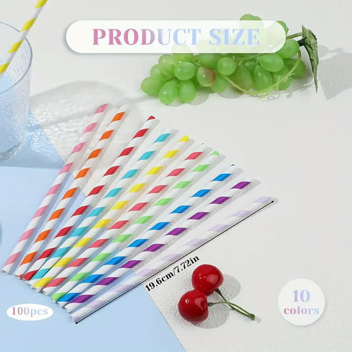 Buy and Bill 100 pcs Paper Straws for Parties & Cocktails – Eco-Friendly Drinkware Accessories – Perfect for Events, Smoothies, and Beverages