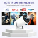 iCruze PixelStream Smart Projector - 720p HD, 4500 Lumens, Android 12, Wi-Fi, Bluetooth, HDMI, USB - Portable Mini Home Theater Projector with 200” Screen Size Support