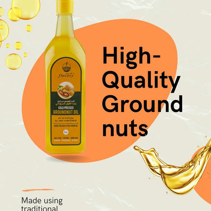 Flavory Cold Pressed Groundnut Oil, Pure & Natural Cooking Oil, Rich in Flavor and Nutrients, 1 Litre