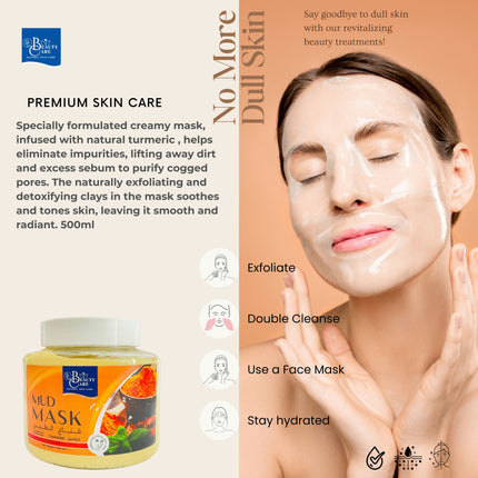 GC Beauty Care Face Mud Mask – Turmeric (500ml) Anti-Aging & Skin Brightening – Suitable for All Skin Types
