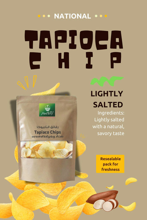 Flavory Tapioca Chips, Crispy & Crunchy Snack Made with Fresh Tapioca, 100g