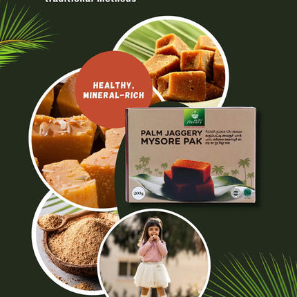 Flavory Palm Jaggery Mysore Pak, Made with Natural Palm Jaggery and Pure Ghee, Traditional Indian Sweet, 200g