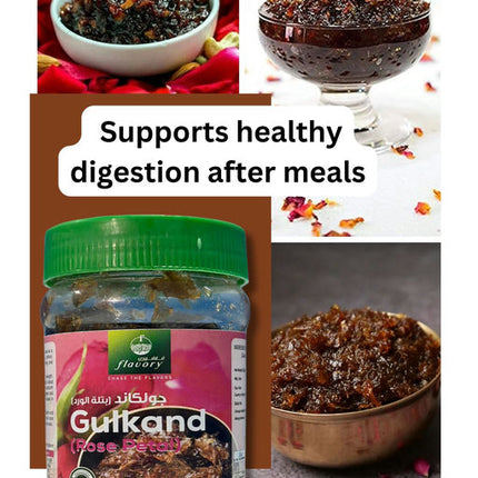 Flavory Gulkand (Rose Petal Jam), Natural and Sweet, Made with Fresh Rose Petals and Sugar, 300g