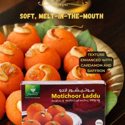 Flavory Mothichoor Laddu, Traditional Indian Sweet Made with Finest Ingredients, Soft & Sweet, 250g