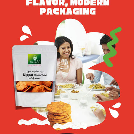 Flavory Nippat (Thattai), Traditional South Indian Savory Snack Made with Rice Flour, Lentils & Spices, Crispy & Flavorful, 100g