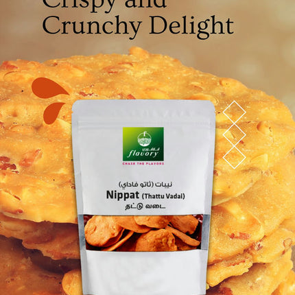 Flavory Nippat (Thattai), Traditional South Indian Savory Snack Made with Rice Flour, Lentils & Spices, Crispy & Flavorful, 100g