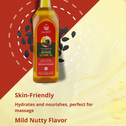 Flavory Cold Pressed Sesame Oil, Pure & Natural Oil for Cooking and Skin Care, 1 Litre