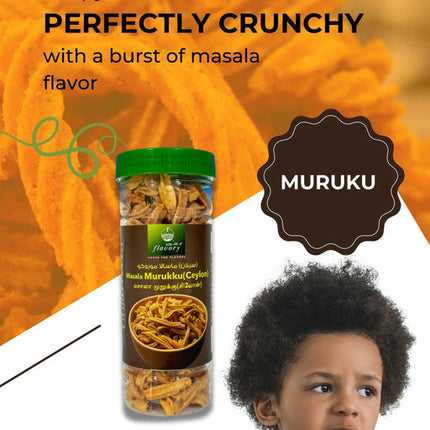Flavory Masala (Ceylon) Muruku, Traditional South Indian Snack Made with Rice Flour & Spices, Crispy & Flavorful, 150g
