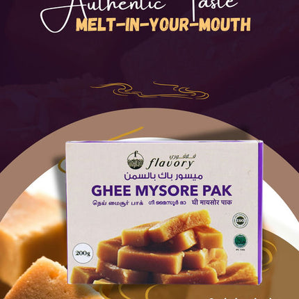 Traditional Ghee Mysore Pak, Handcrafted Indian Sweet with Pure Ghee, Soft & Crumbly Texture, 200g