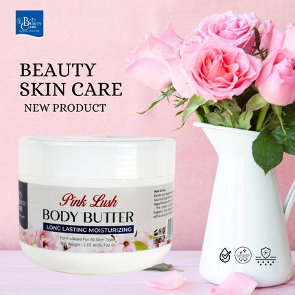 GC Beauty Care Body Butter – Pink Lush (170ml / 5.7oz) Long-Lasting Moisturizer for All Skin Types – Deep Cleansing & pH Balanced (5,5–6,5)