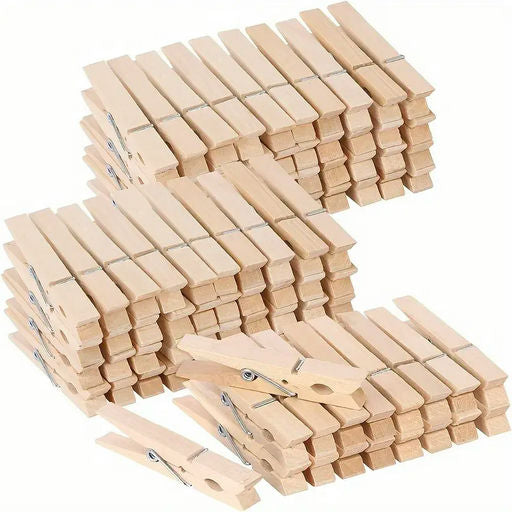 Buy and Bill Multi-Purpose Wooden Clips – 48 Pieces Large Heavy-Duty Clips for Home, Office, and Craft Projects