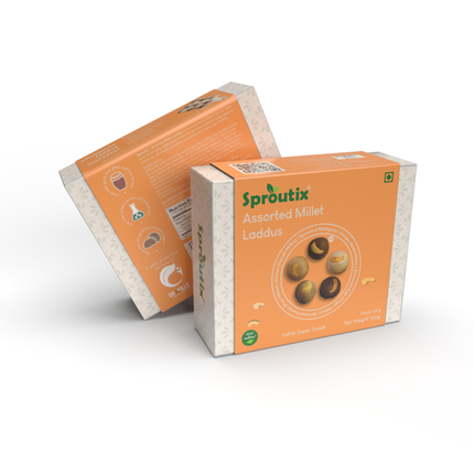 Flavory Assorted Millet Laddu, Healthy Snack Made with Mixed Millets, Ghee & Jaggery, Nutritious & Delicious, 150g