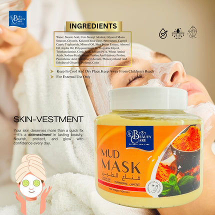 GC Beauty Care Face Mud Mask – Turmeric (500ml) Anti-Aging & Skin Brightening – Suitable for All Skin Types