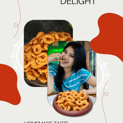Flavory Andhra Murukku, Traditional South Indian Snack Made with Rice Flour & Spices, Crispy & Savory, 100g