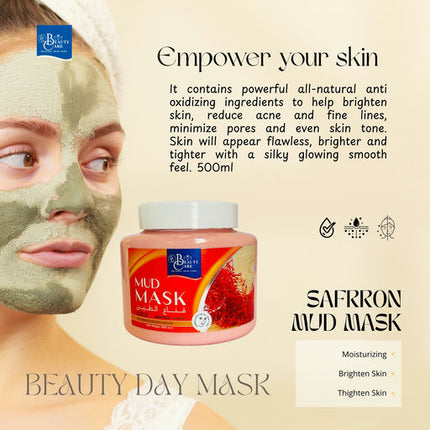 GC Beauty Care Face Mud Mask – Zaffron (500ml) Helps Treat Acne & Gently Removes Dead Skin Cells – For Clear, Radiant Skin