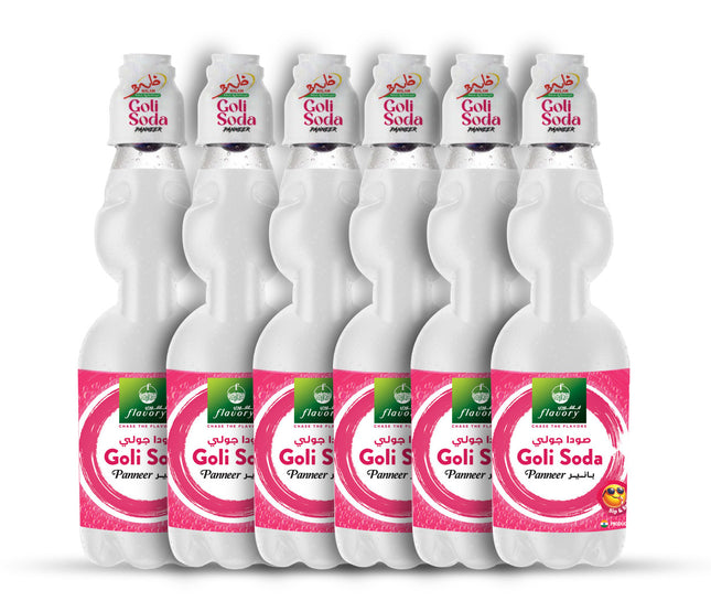 Flavory Goli Soda Carbonated Soft Drinks,Non alcoholic Flavoured Cool Drink, Indian Style Soda with Free Marble, Paneer - 6x300ml
