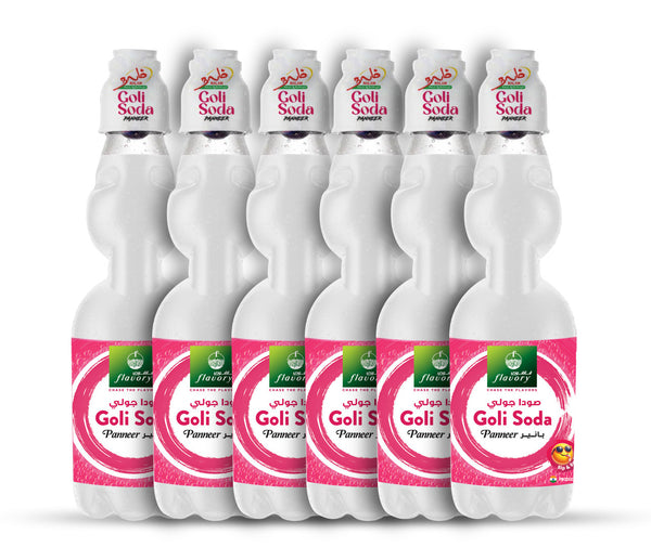 Flavory Goli Soda Carbonated Soft Drinks,Non alcoholic Flavoured Cool Drink, Indian Style Soda with Free Marble, Paneer - 6x300ml