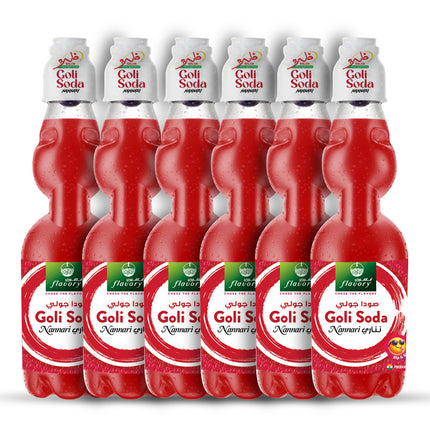 Flavory Goli Soda Carbonated Soft Drinks, Non alcoholic Flavoured Cool Drink, Indian Style Soda with Free Marble, Nannari - 6x300ml
