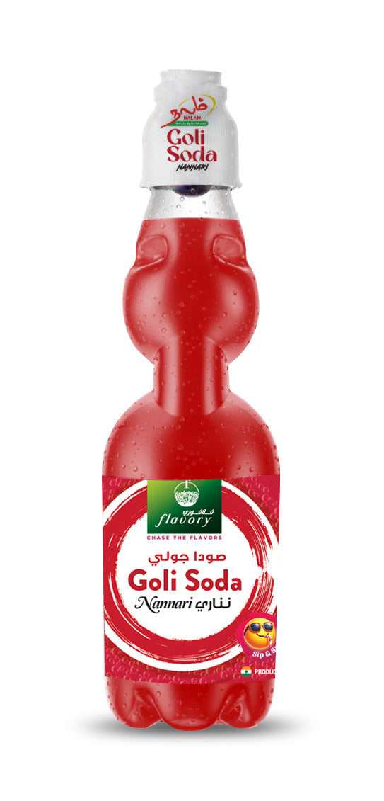 Flavory Goli Soda Carbonated Soft Drinks, Non alcoholic Flavoured Cool Drink, Indian Style Soda with Free Marble, Nannari - 300ml