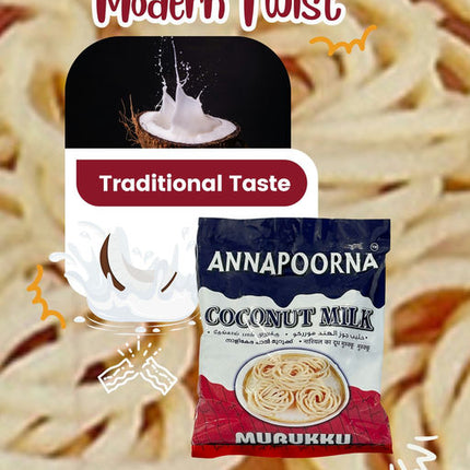 Flavory Coconut Milk Murukku, Traditional South Indian Snack Made with Coconut Milk, Rice Flour & Spices, Crispy & Flavorful, 75g