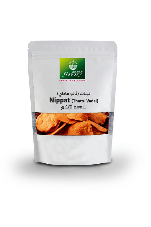 Flavory Nippat (Thattai), Traditional South Indian Savory Snack Made with Rice Flour, Lentils & Spices, Crispy & Flavorful, 100g