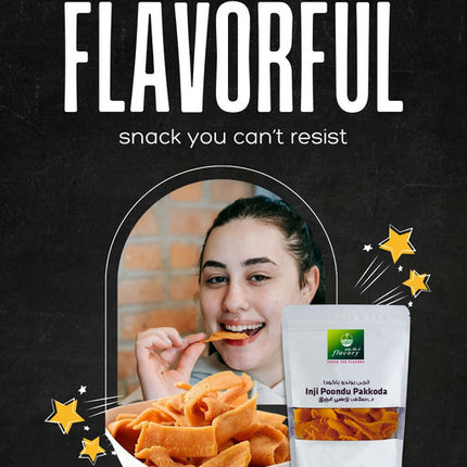 Flavory Ginger Garlic (Inji Poondu) Pakkoda, South Indian Savory Snack Made with Ginger, Garlic, Gram Flour & Spices, Crispy & Flavorful, 100g